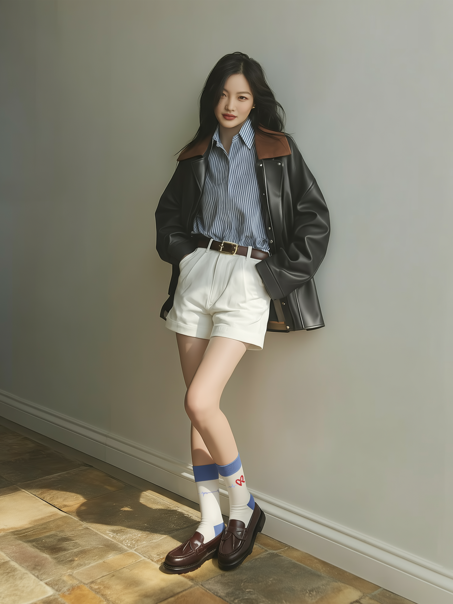 abt heartline crew socks, female socks, standing model 1.