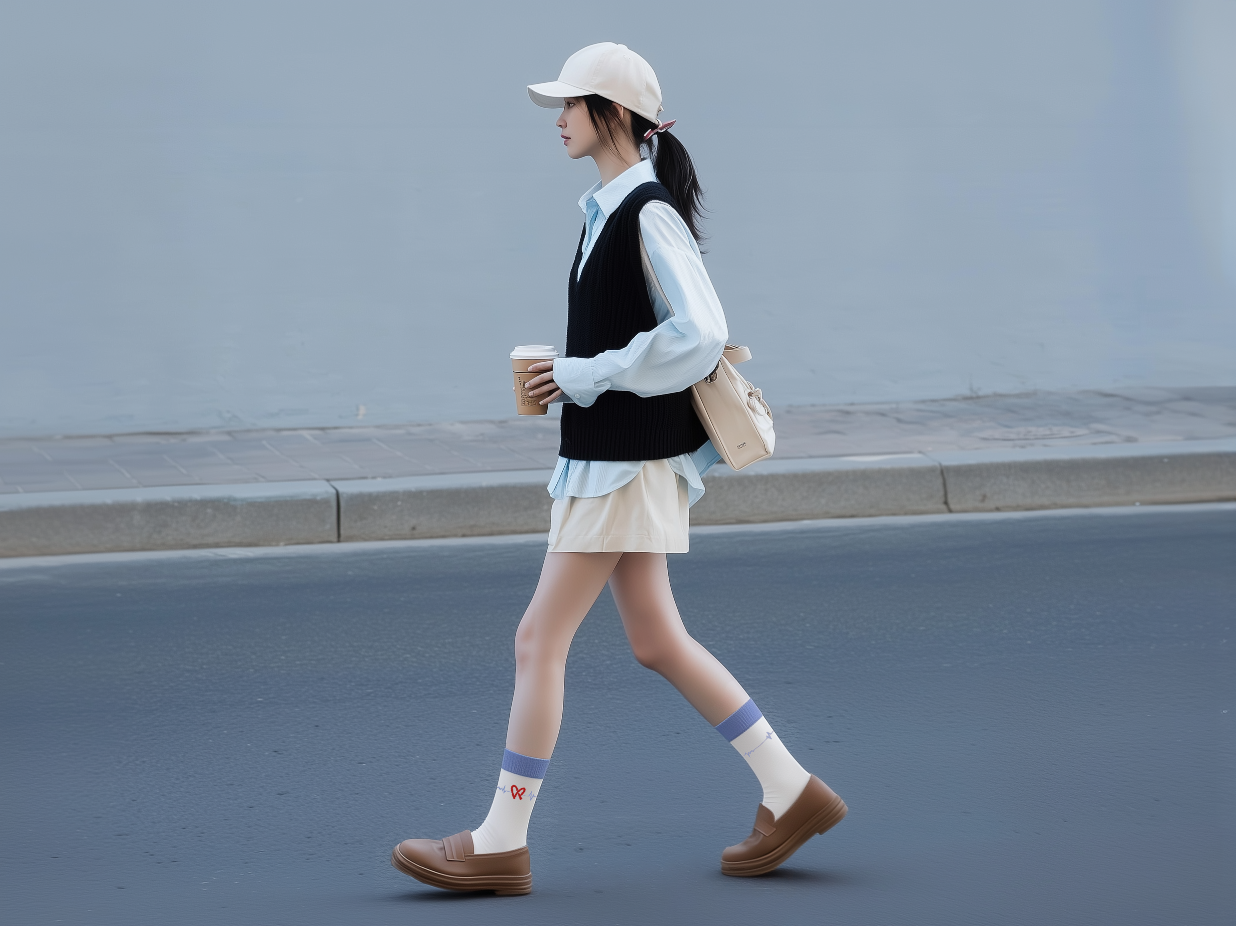 abt heartline crew socks, female socks, aesthetic socks, after model.