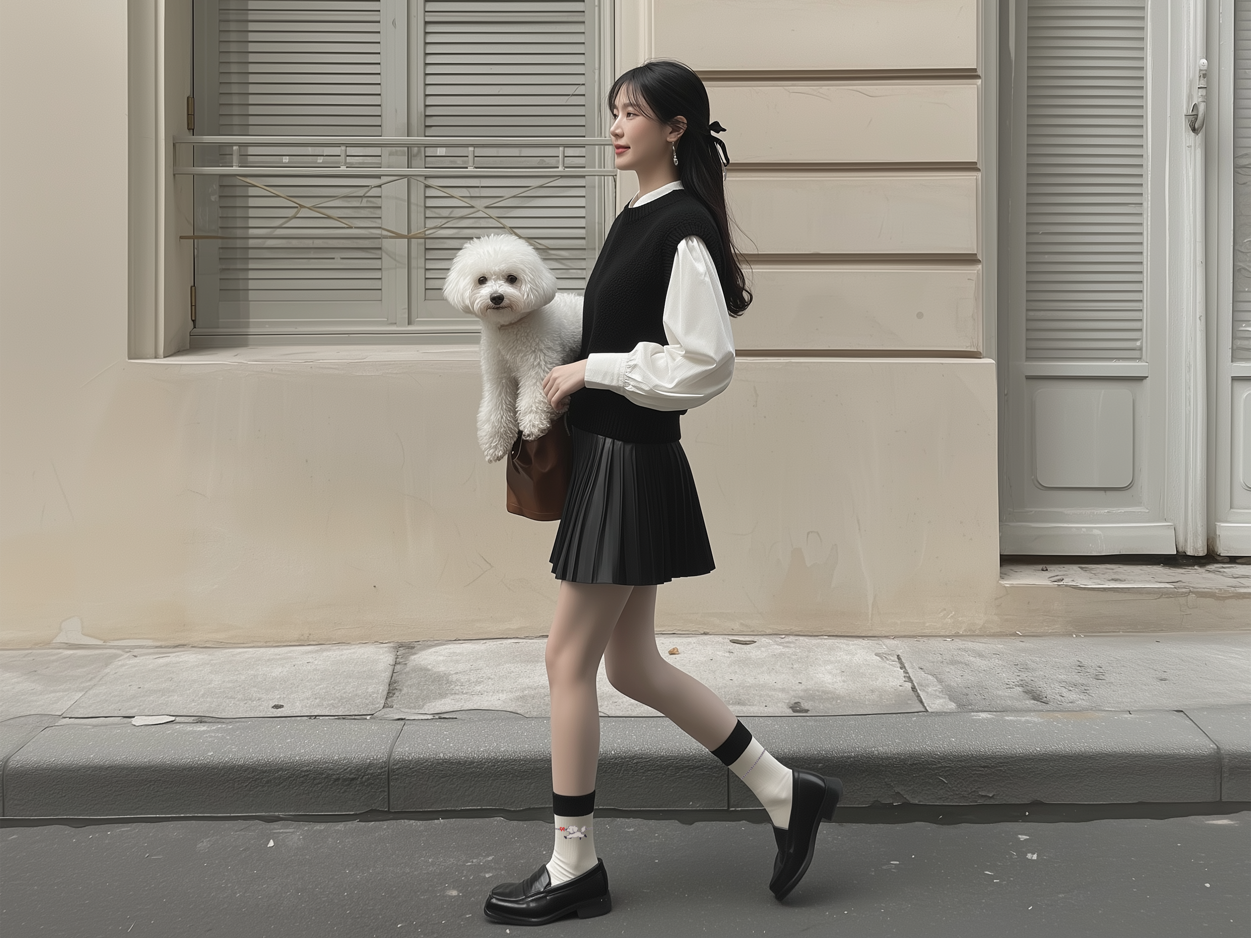 abt petite promenade crew socks, female socks, aesthetic socks, after model.